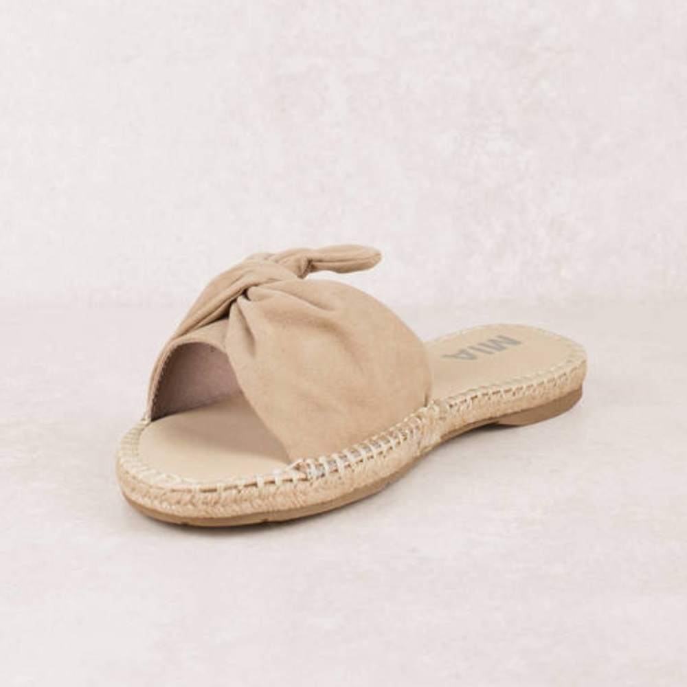 NIB Perfect Nude Bow Espadrille Slide Sandals - Picture 7 of 8